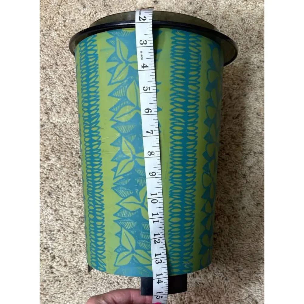 Fesco Vintage Tiki Hawaiian Round Trash Can 3 Pieces RARE Made In USA 13”